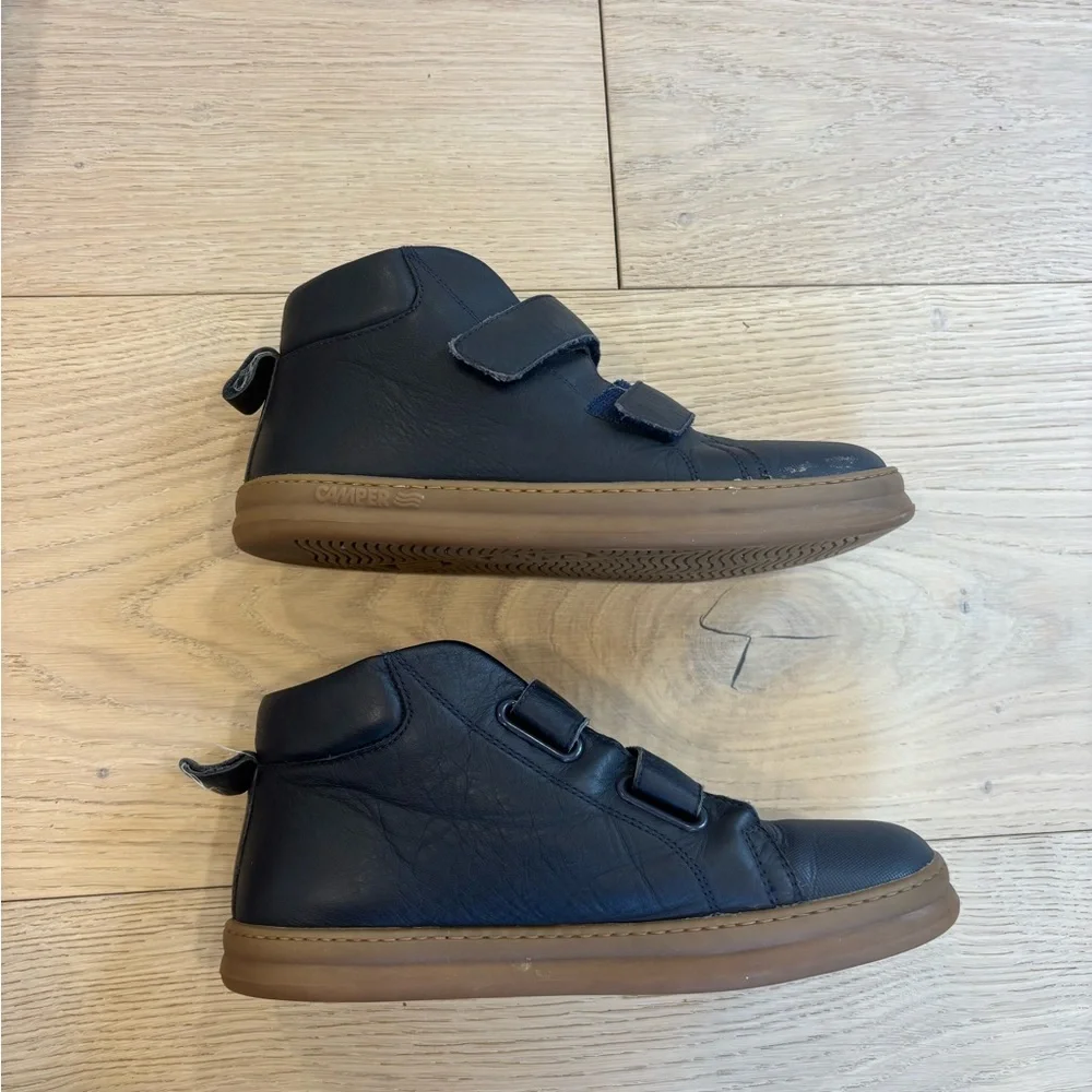 Camper Kids Navy Blue Velcro High-Top Boots
